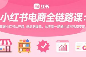 小红书电商全链路课：掌握小红书从开店、选品到爆单，从零到一跑通小红书电商变现