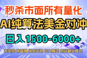 2026全网首发黑马项目，AI美金算法对冲，日入2000-6000+，稳定长效0风险，彻底告别996四工资…