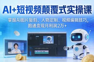 AI+短视频颠覆式实操课：掌握AI图片复刻、人物定制、视频编辑技巧，跑通变现月利润2万+