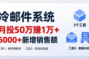 月投 50 刀赚 1 万 +！冷邮件系统：6000 + 新增销售额，靠 3 个工具轻松搞
