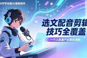 ，选文配音剪辑技巧全覆盖，一个人就能批量产出爆款漫剧