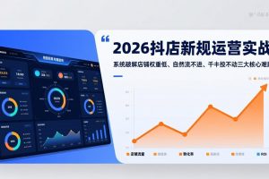 2026抖店新规运营实战：系统破解店铺权重低、自然流不进、千川投不动三大核心难题