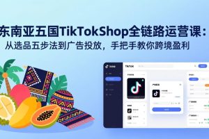 东南亚五国TikTok Shop全链路运营课：从选品五步法到广告投放，手把手教你跨境盈利