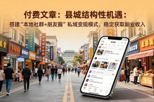 付费文章：县城结构性机遇：搭建“本地社群+朋友圈”私域变现模式，稳定获取副业收入