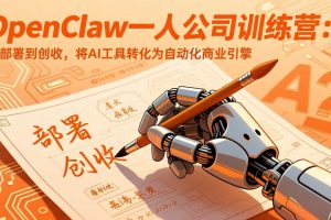 OpenClaw一人公司训练营：从部署到创收，将AI工具转化为自动化商业引擎