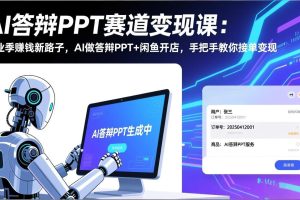 AI答辩PPT赛道变现课：毕业季赚钱新路子，AI做答辩PPT+闲鱼开店，手把手教你接单变现