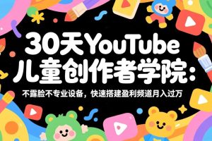 30天YouTube儿童创作者学院：不露脸不专业设备，快速搭建盈利频道月入过万