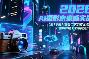 2026 AI摄影未来感实战：0到1掌握AI摄影二次创作全流程，产出刷屏级未来感视觉作品