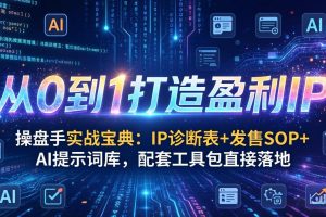 操盘手实战宝典：IP诊断表+发售SOP+AI提示词库，配套工具包直接落地，从0到1打造盈利IP