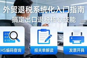 外贸退税系统化入门指南：HS编码查询+报关单解读+发票开具，一套课程搞定出口退税核心技能