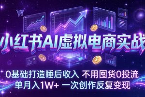 小红书AI虚拟电商实战：0基础打造睡后收入，不用囤货0投流，单月入1W+，一次创作反复变现