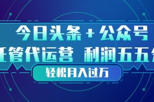 头条加公众号 托管代运营 利润分成模式 轻松月入过万