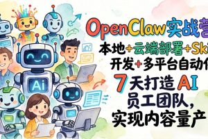 OpenClaw实战营：本地+云端部署+Skill开发+多平台自动化，7 天打造 AI 员工团队，实现内容量产