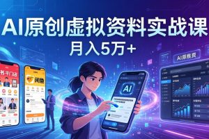 AI原创虚拟资料实战课：2026新机会，小红书闲鱼开店，普通人用AI轻松变现，月入5万+