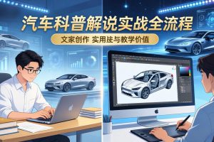 抖音汽车科普解说实战：文案+动画+画面处理+去水印全流程，打造专业汽车科普视频