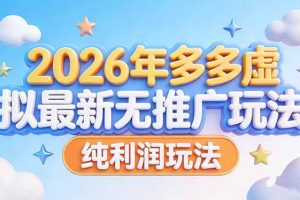 2026年多多虚拟最新无推广，纯利润玩法