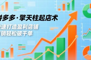 拼多多·擎天柱起店术3.0(更新)，爆流布局、利润起飞、不断流，快速打造盈利店铺，日销破千单