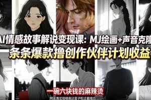 AI情感故事解说变现课：MJ绘画+声音克隆+剪辑，条条爆款撸创作伙伴计划收益
