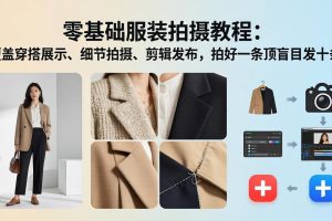 零基础服装拍摄教程：覆盖穿搭展示、细节拍摄、剪辑发布，拍好一条顶盲目发十条