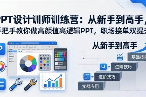 PPT设计训师训练营：从新手到高手，手把手教你做高颜值高逻辑PPT，职场接单双提升