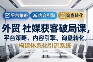 外贸 社媒获客破局课，平台策略、内容引擎、询盘转化，构建体系化引流系统（更新26年3月）