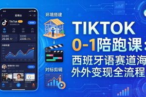 TIKTOK 0-1 陪跑课：从环境搭建到刷对标剪辑，西班牙语赛道海外变现全流程
