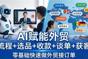外贸+AI实战课：流程+选品+收款+谈单+获客，零基础快速做外贸接订单