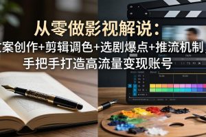从零做影视解说：文案创作+剪辑调色+选剧爆点+推流机制，手把手打造高流量变现账号