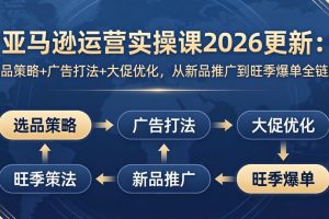 亚马逊运营实操课2026更新：选品策略+广告打法+大促优化，从新品推广到旺季爆单全链路