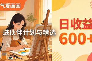 AI绘画视频变现课-更新教学：小气爱画画，作品制作简单日收益600+，进伙伴计划与精选