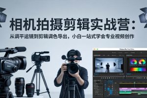 相机拍摄剪辑实战营：从调平运镜到剪辑调色导出，小白一站式学会专业视频创作