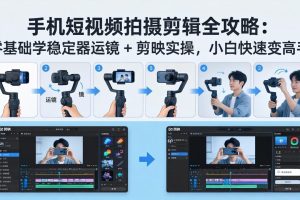 手机短视频拍摄剪辑全攻略：零基础学稳定器运镜 + 剪映实操，小白快速变高手