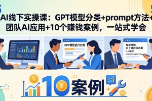 AI线下实操课：GPT模型分类+prompt方法+团队AI应用+10个赚钱案例，一站式学会