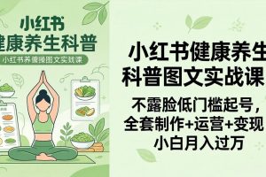 2026小红书健康养生科普图文实战课：不露脸低门槛起号，全套制作+运营+变现，小白月入过万