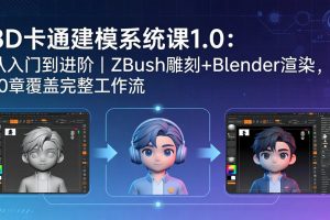 3D卡通建模系统课1.0：从入门到进阶｜ZBrush雕刻+Blender渲染，10章覆盖完整工作流
