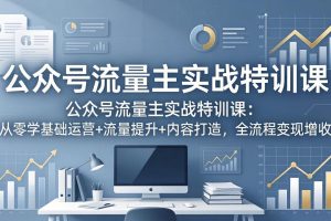 公众号流量主实战特训课：从零学基础运营+流量提升+内容打造，全流程变现增收
