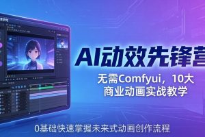 AI 动效先锋营：无需Comfyui，10大商业动画实战教学，0基础快速掌握未来式动画创作流程