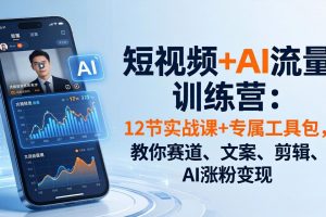 短视频+AI流量训练营：12节实战课+专属工具包，教你赛道、文案、剪辑、AI涨粉变现
