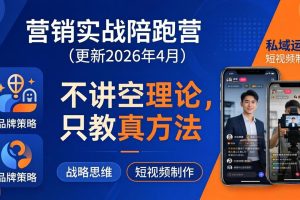 营销实战陪跑营(更新26年4月)：不讲空理论只教真方法，覆盖品牌、私域、短视频，解决营销痛点