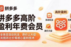 拼多多高阶盈利年费会员(更新4月19)：全类目活动玩法、原价上大促、洗图防比价等核心盈利技术