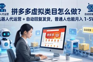 拼多多虚拟类目怎么做？机器人代运营 + 自动回复发货，普通人也能月入 1-5W
