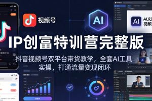 IP创富特训营完整版：抖音视频号双平台带货教学，全套AI工具实操，打通流量变现闭环