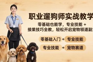 职业遛狗师实战教学：零基础也能学，专业技能 + 接单技巧全教，轻松开启宠物赛道副业