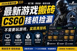 最新游戏搬砖，CSGO纯挂机，不需要玩游戏，实现真挂机，月入1W+，五一小高峰上车可吃肉，…