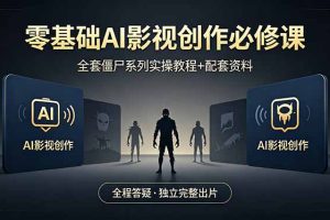 零基础AI影视创作必修课，全套僵尸系列实操教程加配套资料，全程答疑带你独立完整出片