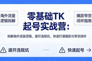 零基础 TK 起号实战营：拆解海外流量逻辑，避开违规坑，快速打通爆款与带货闭环