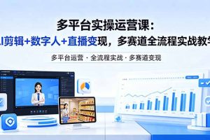 某团队多平台实操运营课-更新26年4月25：AI剪辑+数字人+直播变现，多赛道全流程实战教学