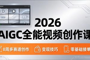 2026AIGC全能视频创作课，8周吃透多赛道创作+变现，零基础也能高效出片接单
