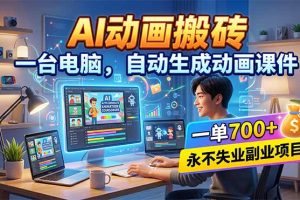 AI动画搬砖，一台电脑，自动生成动画课件，一单800+  永不失业副业项目！