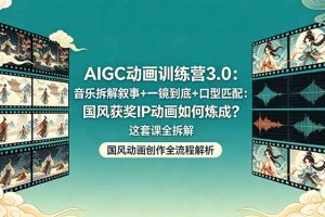 AIGC动画训练营3.0：音乐拆解叙事+一镜到底+口型匹配：国风获奖IP动画如何炼成？这套课全拆解
